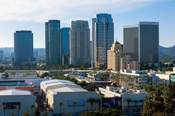 Rancho Park looking toward Century City, Los Angeles, California