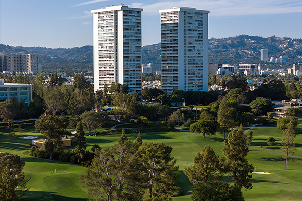 Rancho Park looking toward Century City, Los Angeles, California