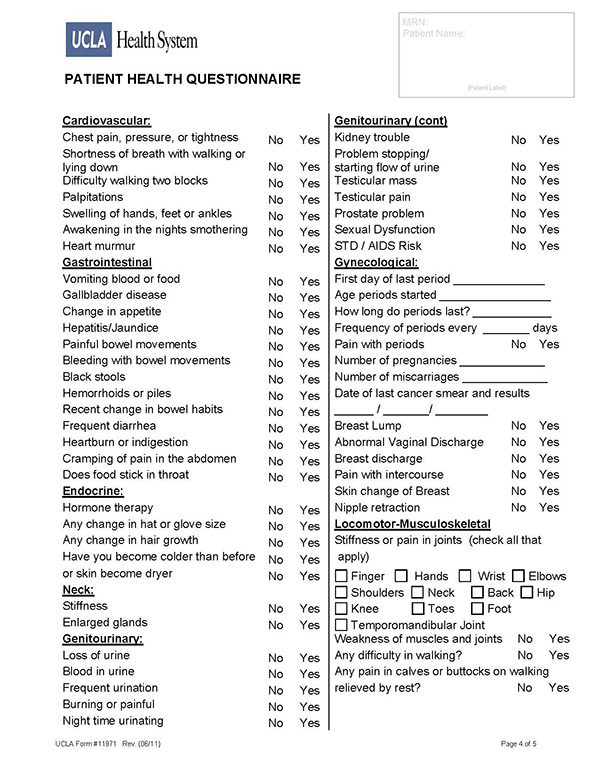 UCLA Health System Questionnaire